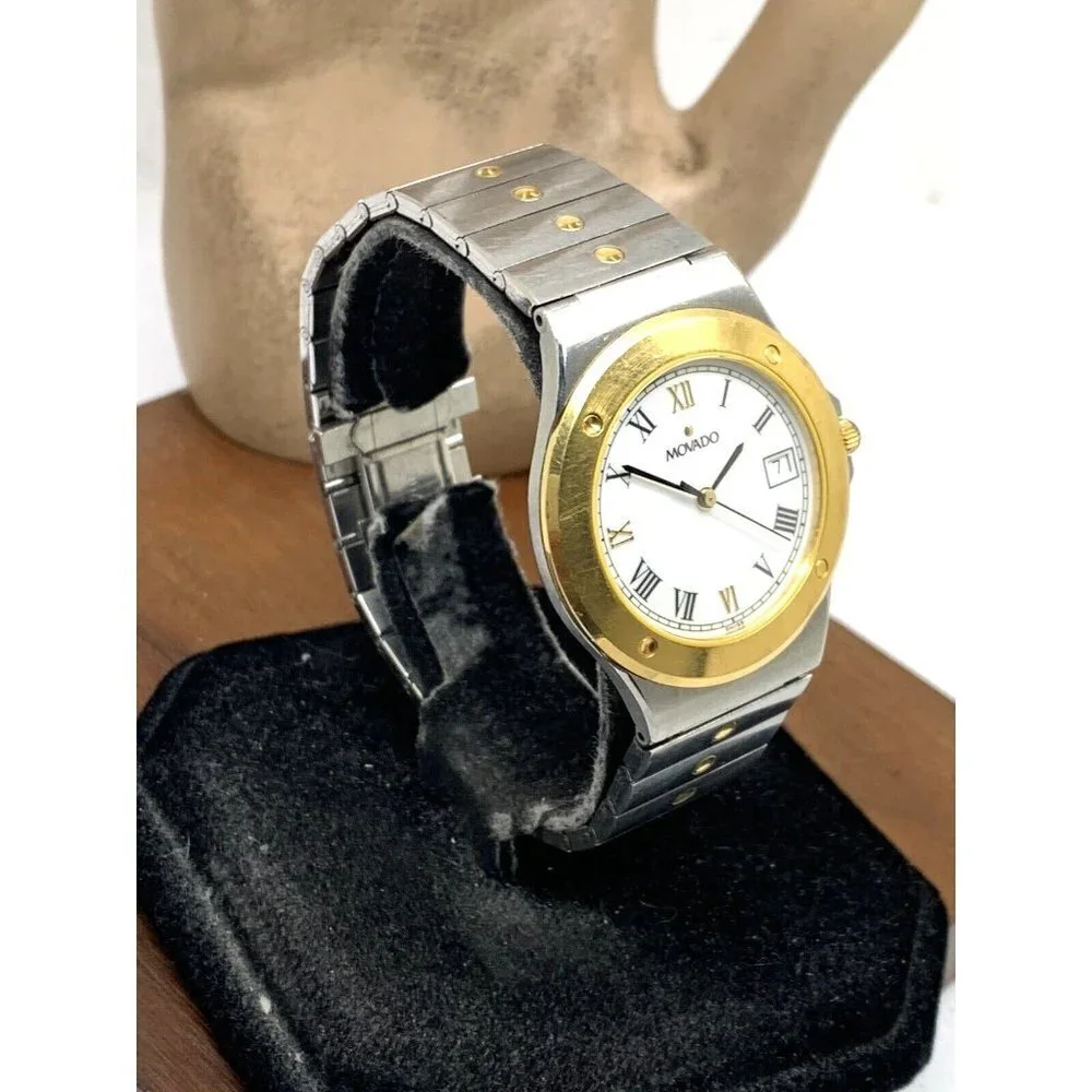 Movado Men's Watch 81.65.877.2 Swiss Quartz White Dial Two Tone Stainless Steel